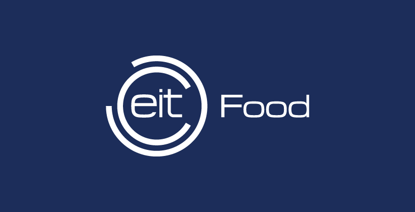 White EIT Food logo with blue background