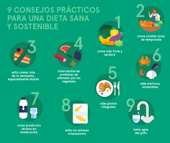 9 consejos prácticos para una dieta sana y sostenible